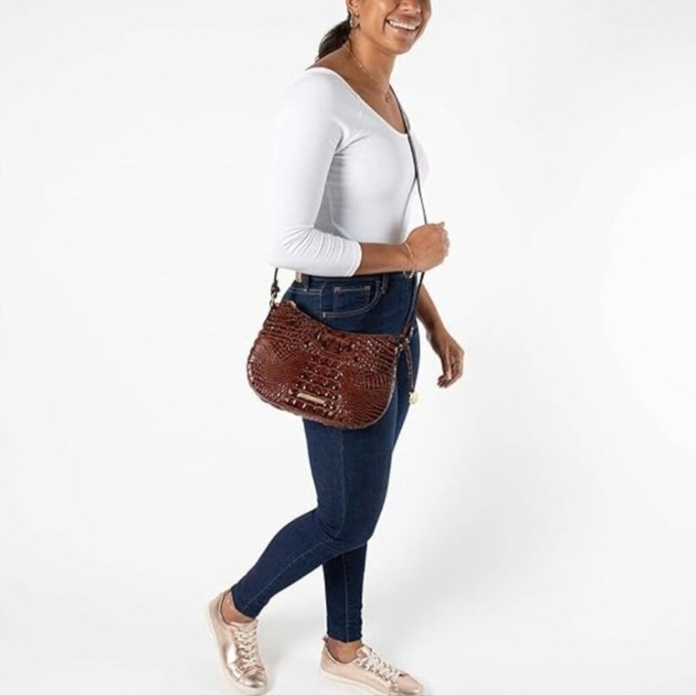 🦋🔹️Brahmin 🔹️ Shayna Crossbody Bag Mandarin Orange Heatwave Butterfly Leather - Picture 6 of 14